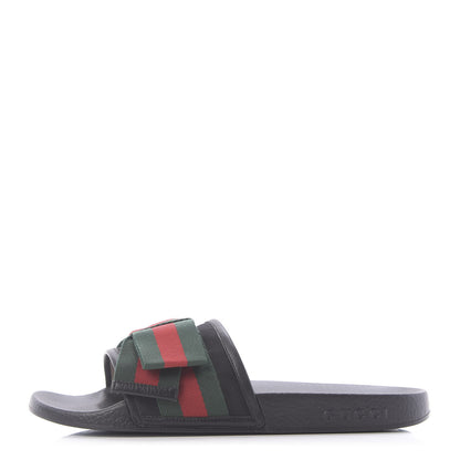 Gucci Satin Web Bow Slide Sandals 39 Black 1 of 10