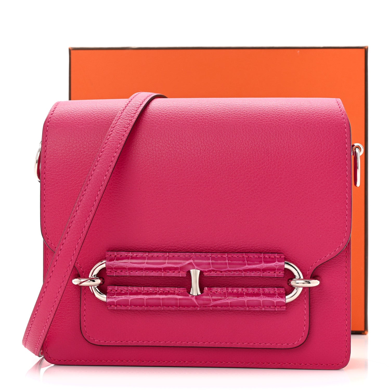 Hermes Evercolor Matte Alligator Mini Touch Sac Roulis Rose Mexico