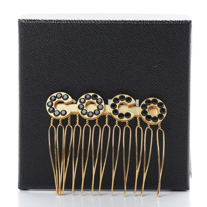 Chanel Resin Coco Hair Comb Gold Black 4 of 4