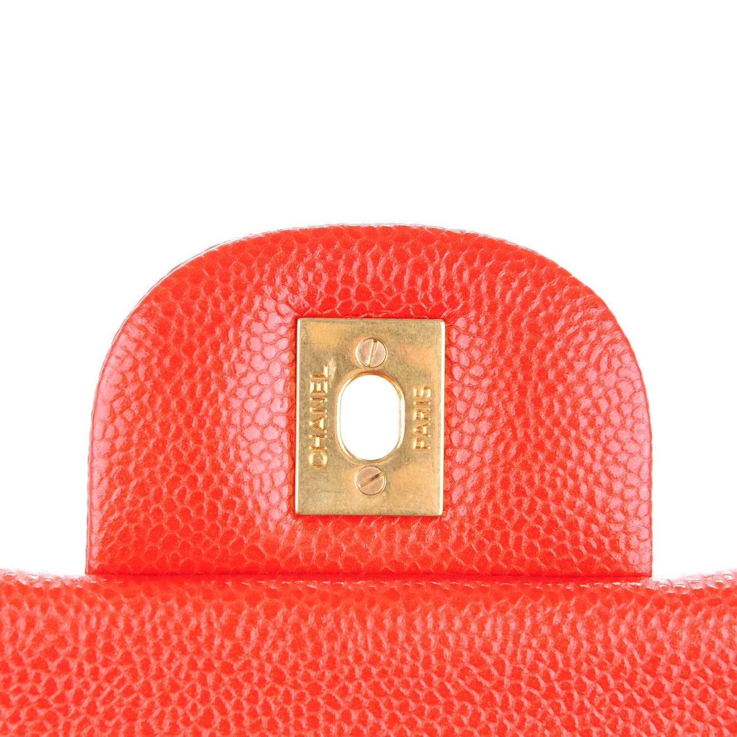 Pearly Caviar Quilted Jumbo Double Flap Orange
