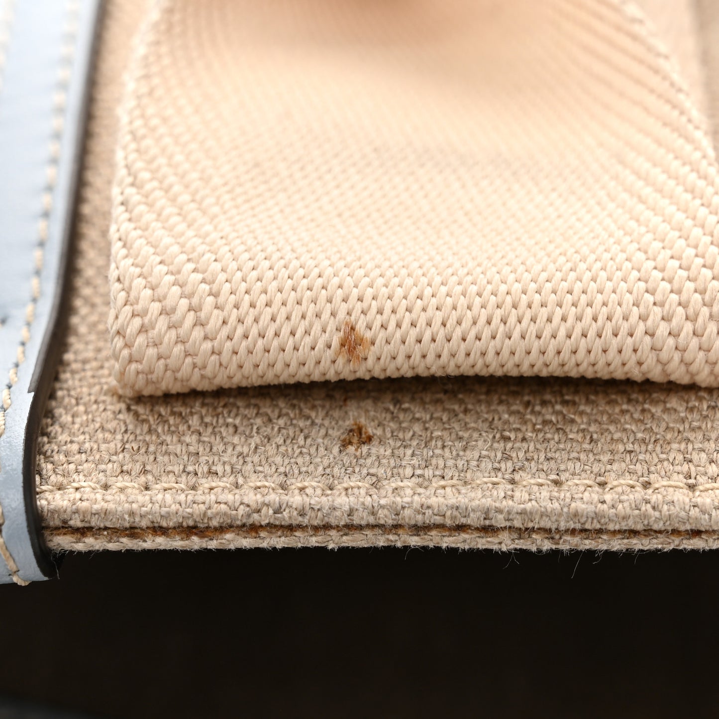 Cotton Calfskin Small Woody Ribbon Tote With Strap Light Blue