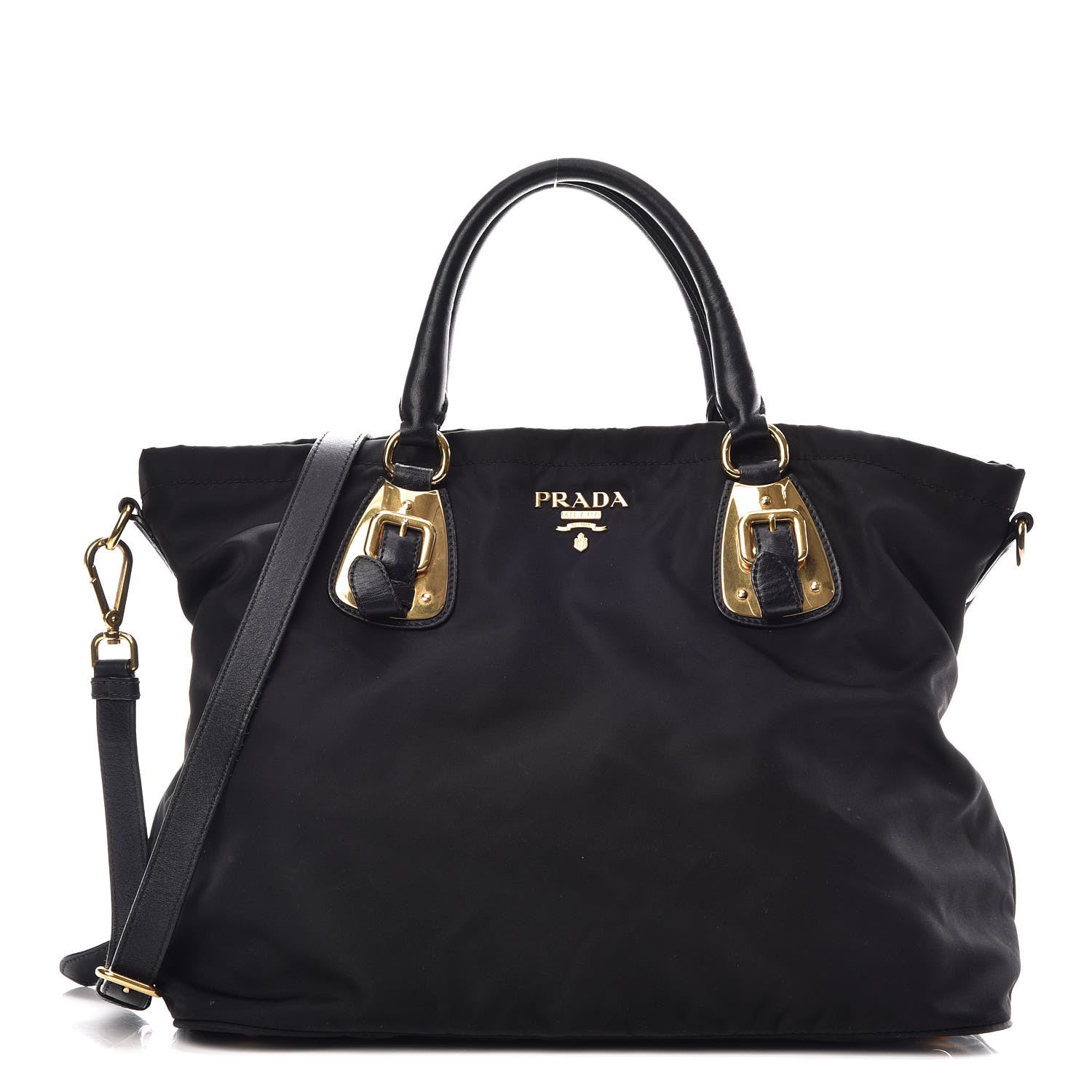 Prada Tessuto Nylon Soft Calf Tote Black 1 of 12