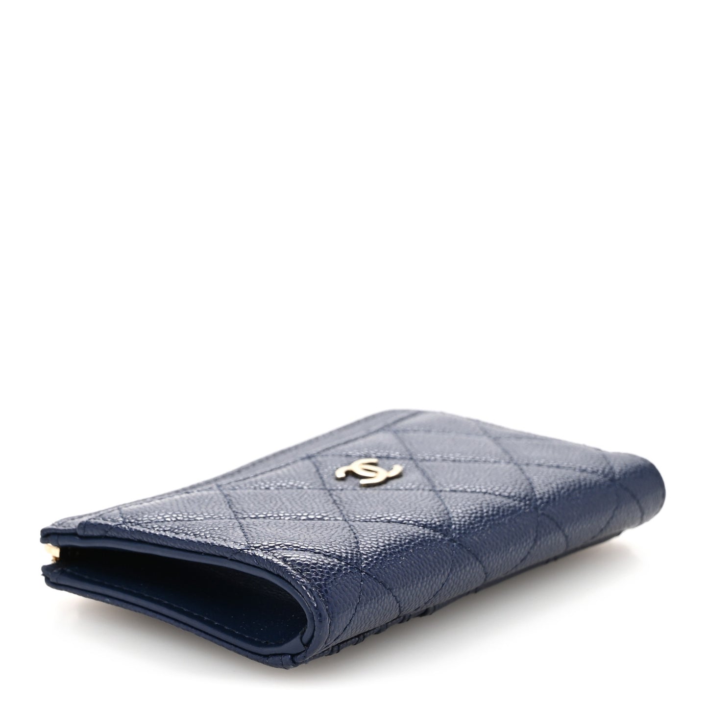 Caviar Quilted CC Zip Around Card Holder Navy