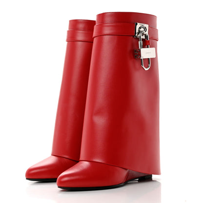 Givenchy Calfskin Shark Lock Ankle Boots 36 Red 3 of 11