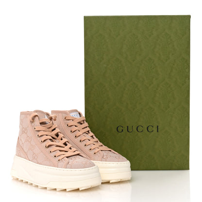 Gucci New Canvas GG Monogram Womens Tennis 1977 High Top 55mm Platform Sneakers 35.5 Skin Rose Dark Skin Rose 8 of 8