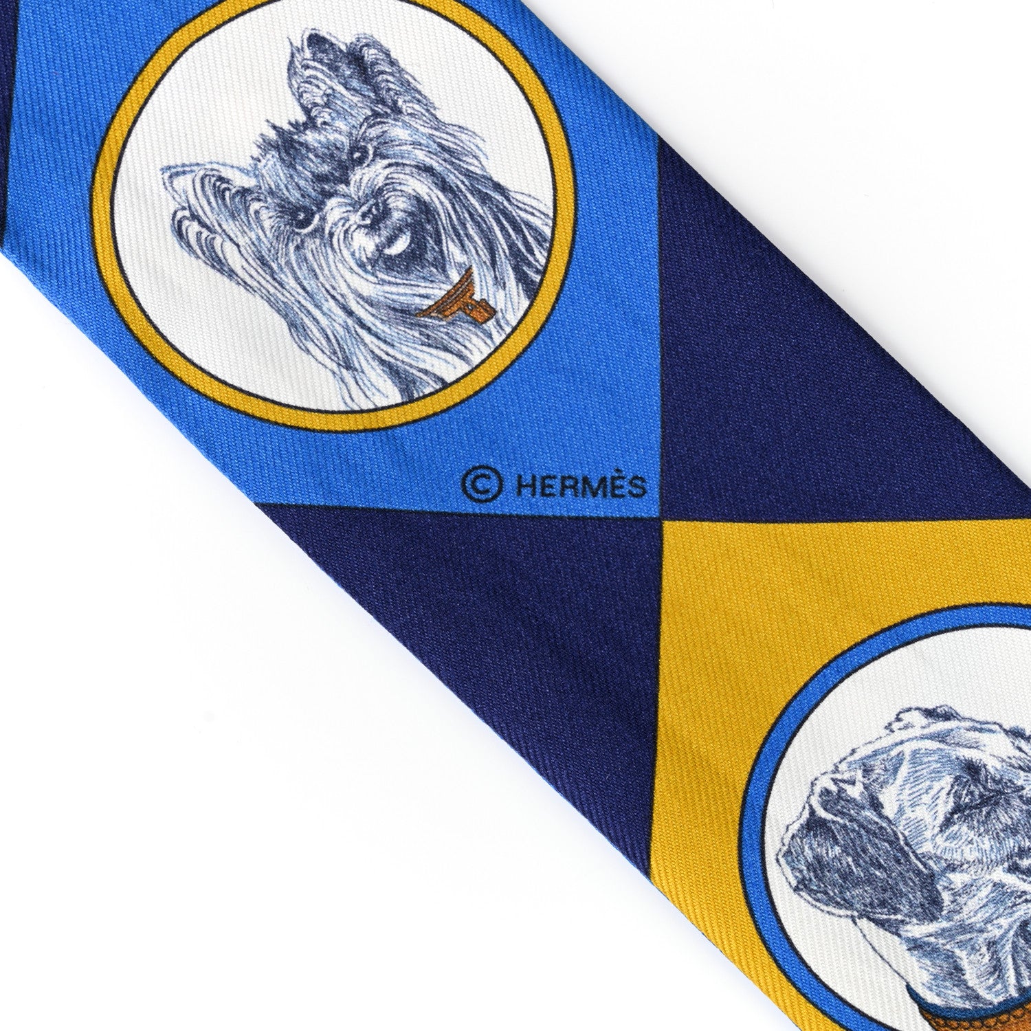 Hermes Silk Colliers Et Chiens Twilly Blue Roy Gold Marine 4 of 4