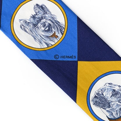 Hermes Silk Colliers Et Chiens Twilly Blue Roy Gold Marine 4 of 4