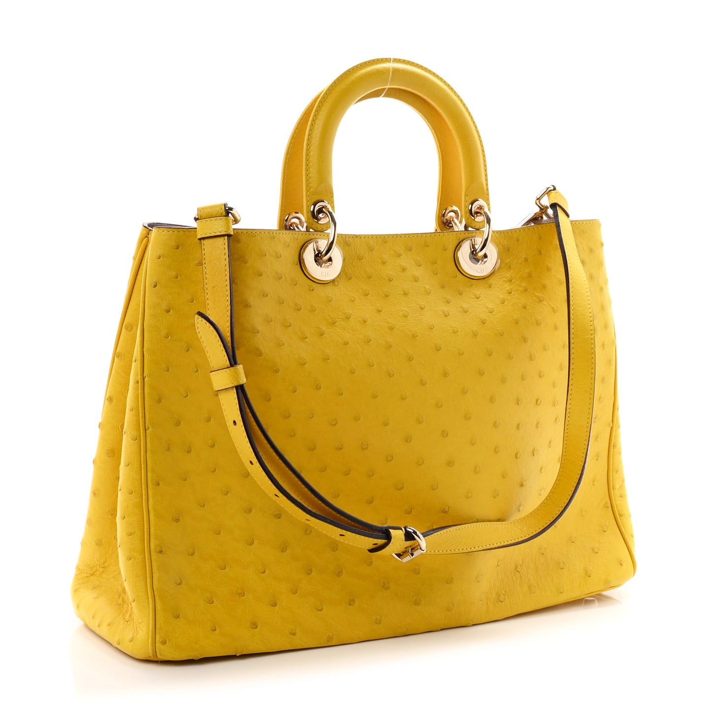 Ostrich Large Diorissimo Tote Yellow Beige