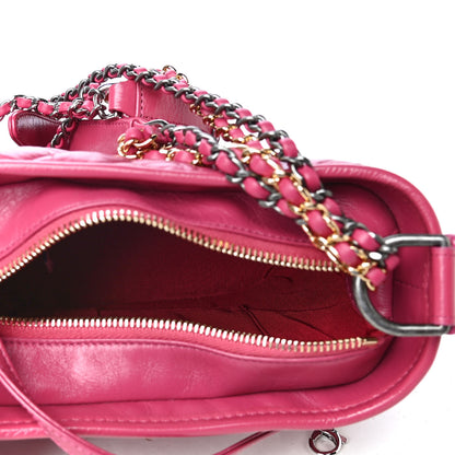 Chanel Aged Calfskin Chevron Quilted Small Gabrielle Hobo Dark Pink 4 of 4