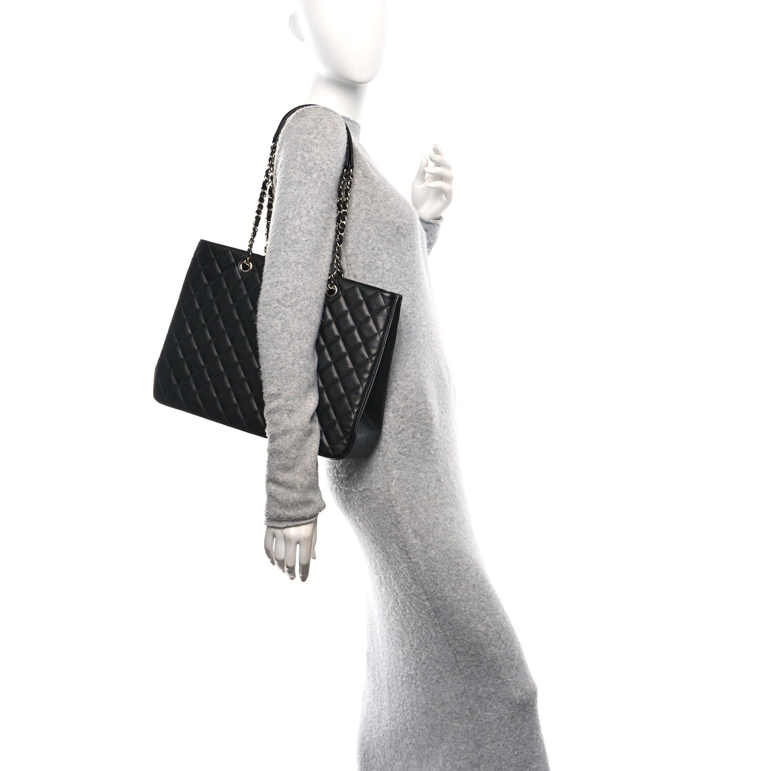 Chanel Caviar Quilted Large CC Shopping Tote Black 2 of 10