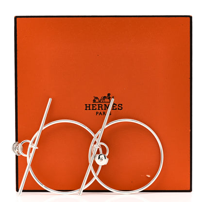 Hermes Sterling Silver MM Loop Earrings 6 of 6