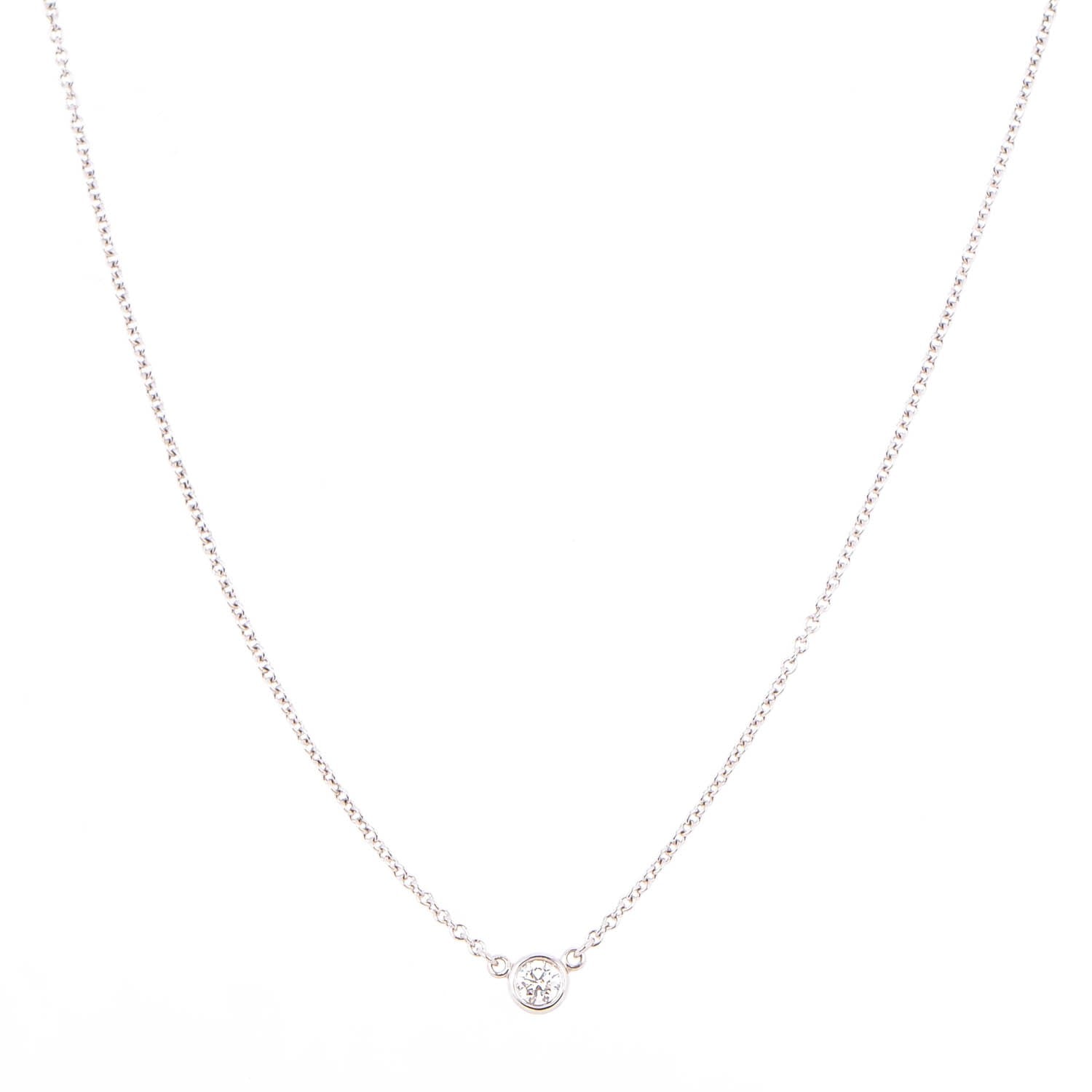 Tiffany Platinum Diamond .12ct Elsa Peretti Diamonds by the Yard Pendant Necklace 1 of 6