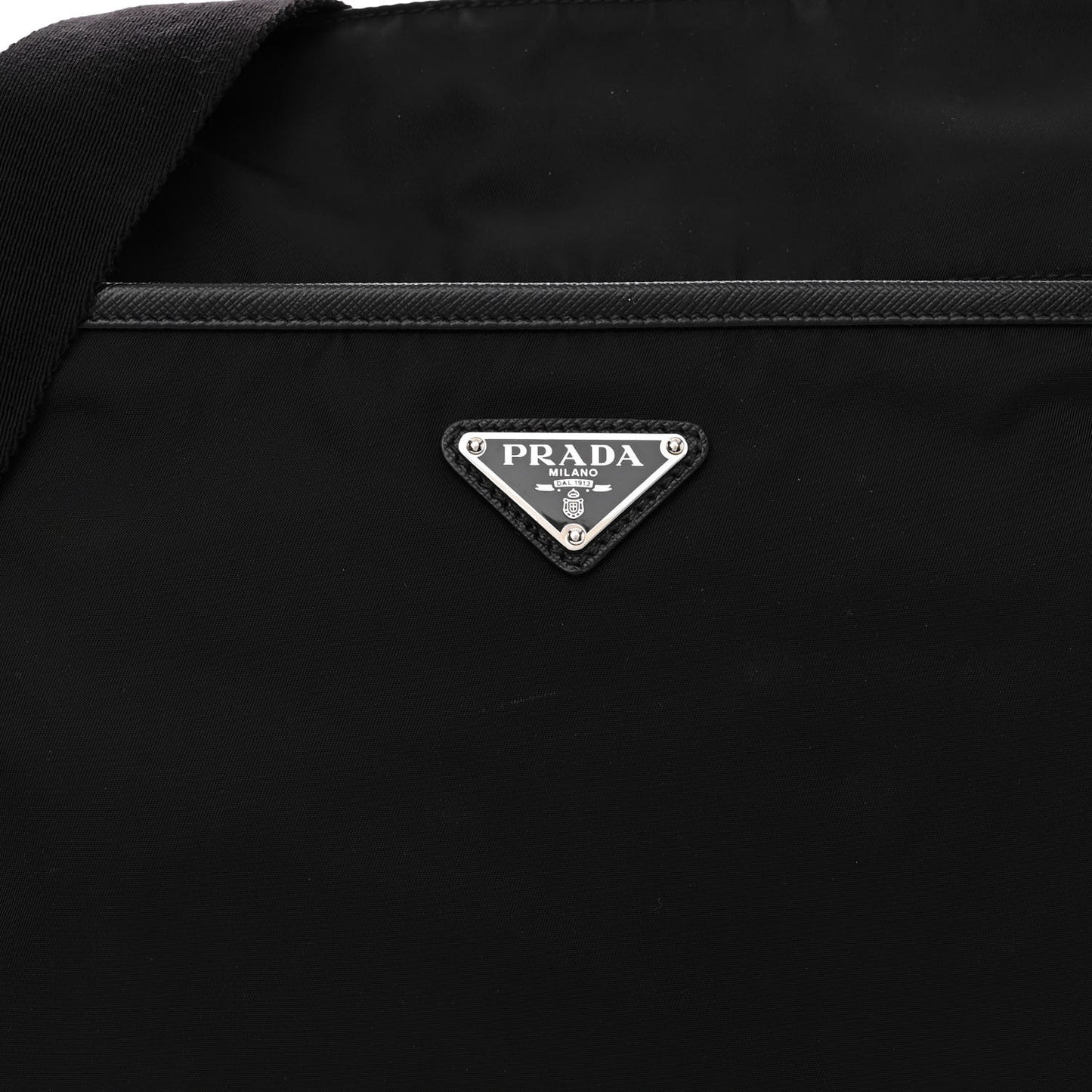Tessuto Nylon Saffiano Flat Messenger Bag Black