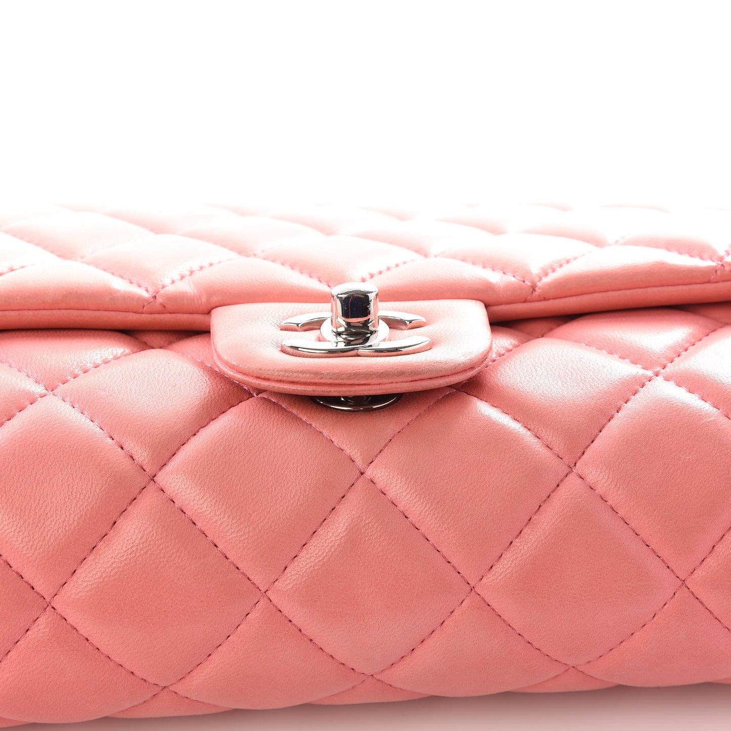 Lambskin Quilted Clutch With Chain Flap Pink