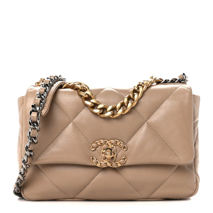 Chanel Lambskin Quilted Medium Chanel 19 Flap Dark Beige 1 of 11
