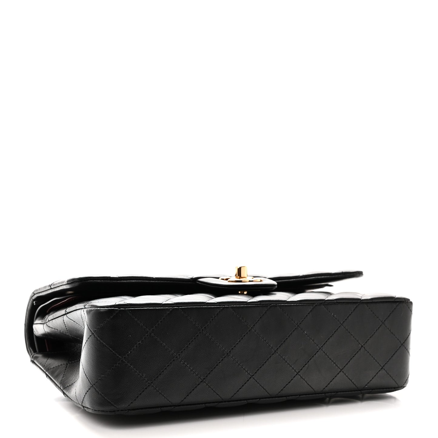 Lambskin Quilted Medium Double Flap Black
