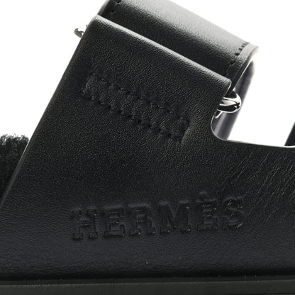 Hermes Calfskin Woolskin Womens Chypre Sandals 37 Black 9 of 9