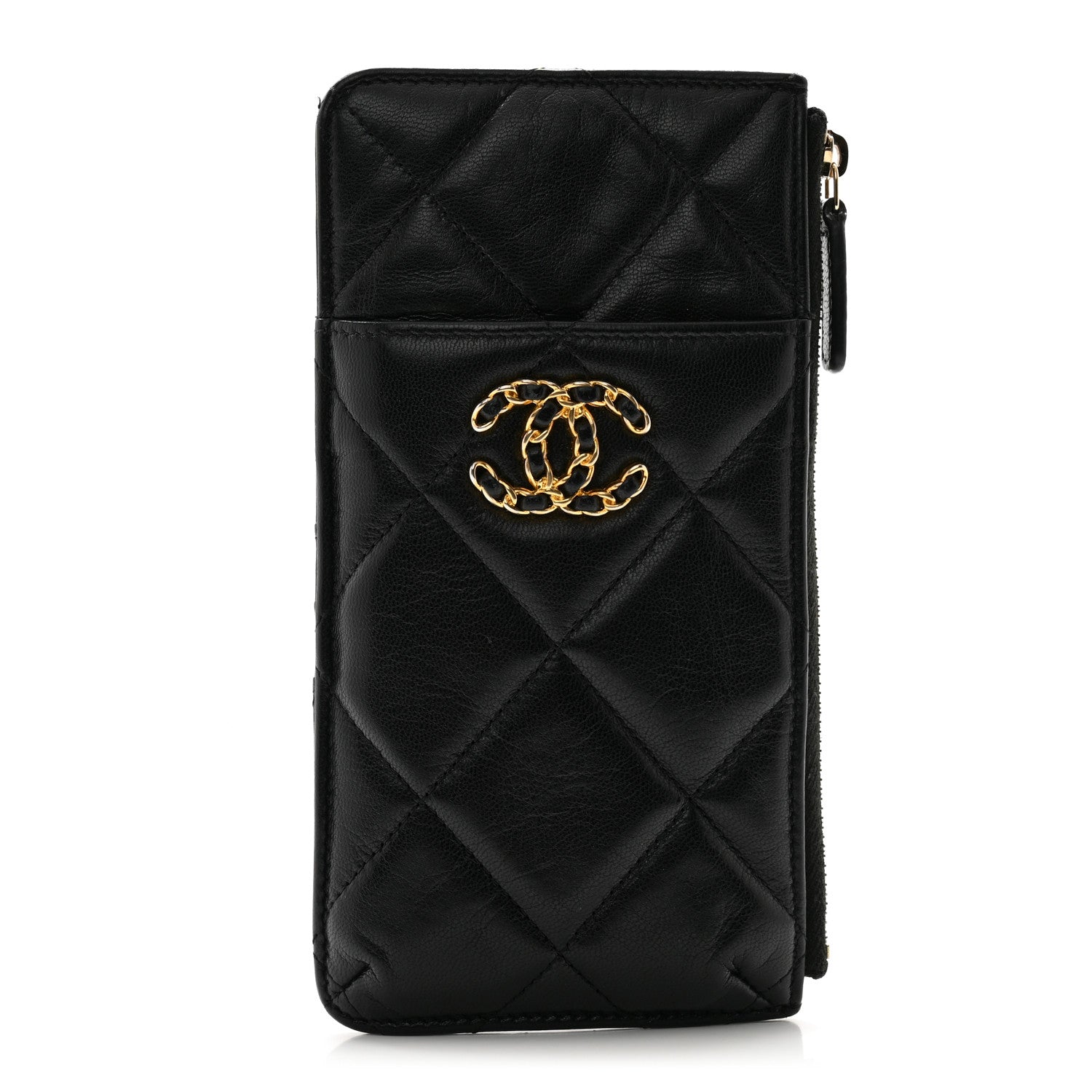 Chanel Lambskin Quilted Chanel 19 Phone and Card Holder Black 1 of 12