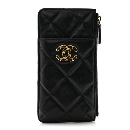 Chanel Lambskin Quilted Chanel 19 Phone and Card Holder Black 1 of 12