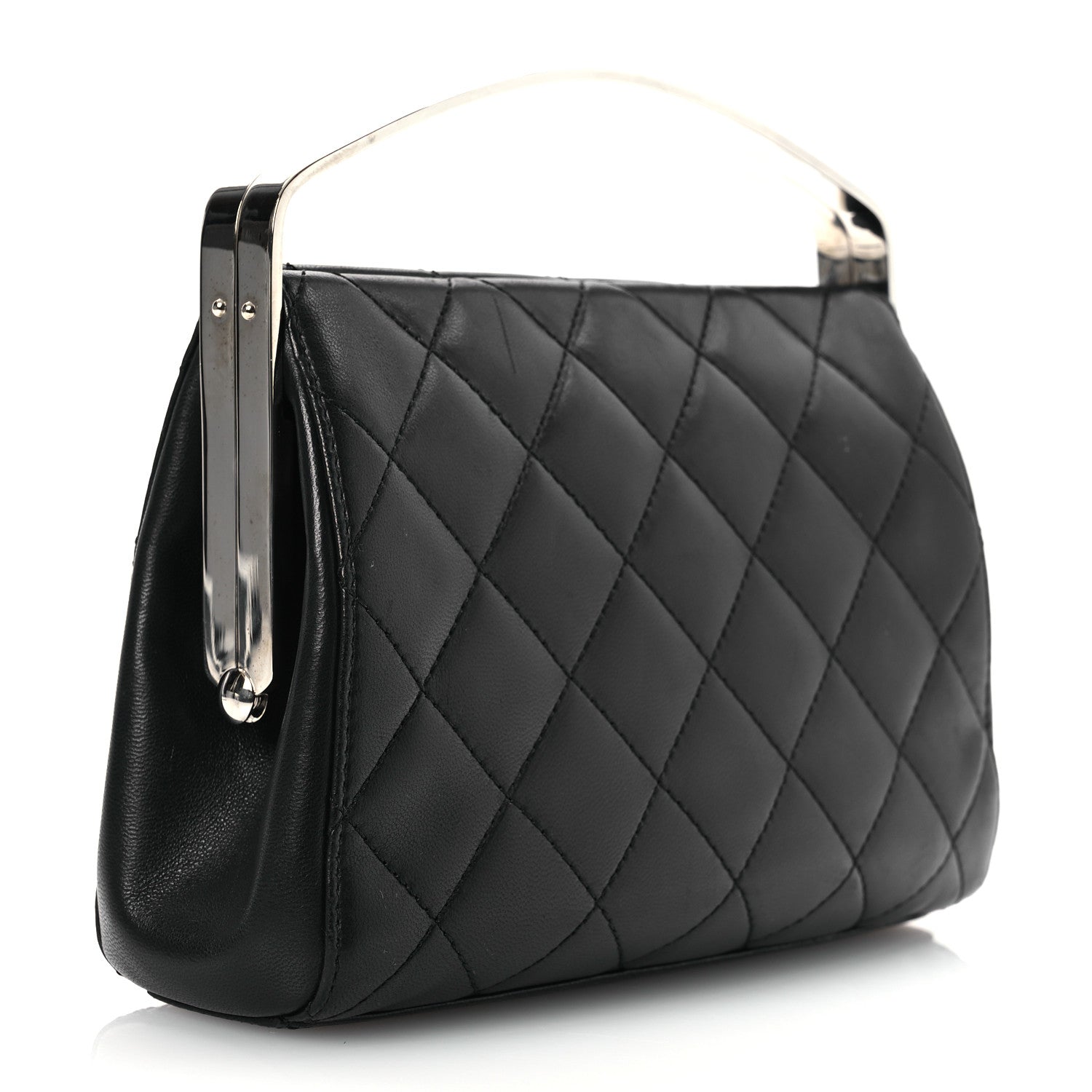 Chanel Lambskin Quilted Metal Frame Clutch Black 3 of 14