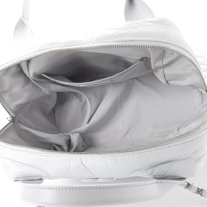 Chanel Aged Calfskin Chevron Medium Soft Bowling Bag White 5 of 7