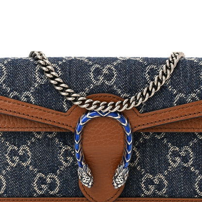 Gucci New Denim GG Monogram Dollar Calfskin Enamel Super Mini Dionysus Shoulder Bag Blue Tea Cuir Epilog Electric Blue 7 of 10