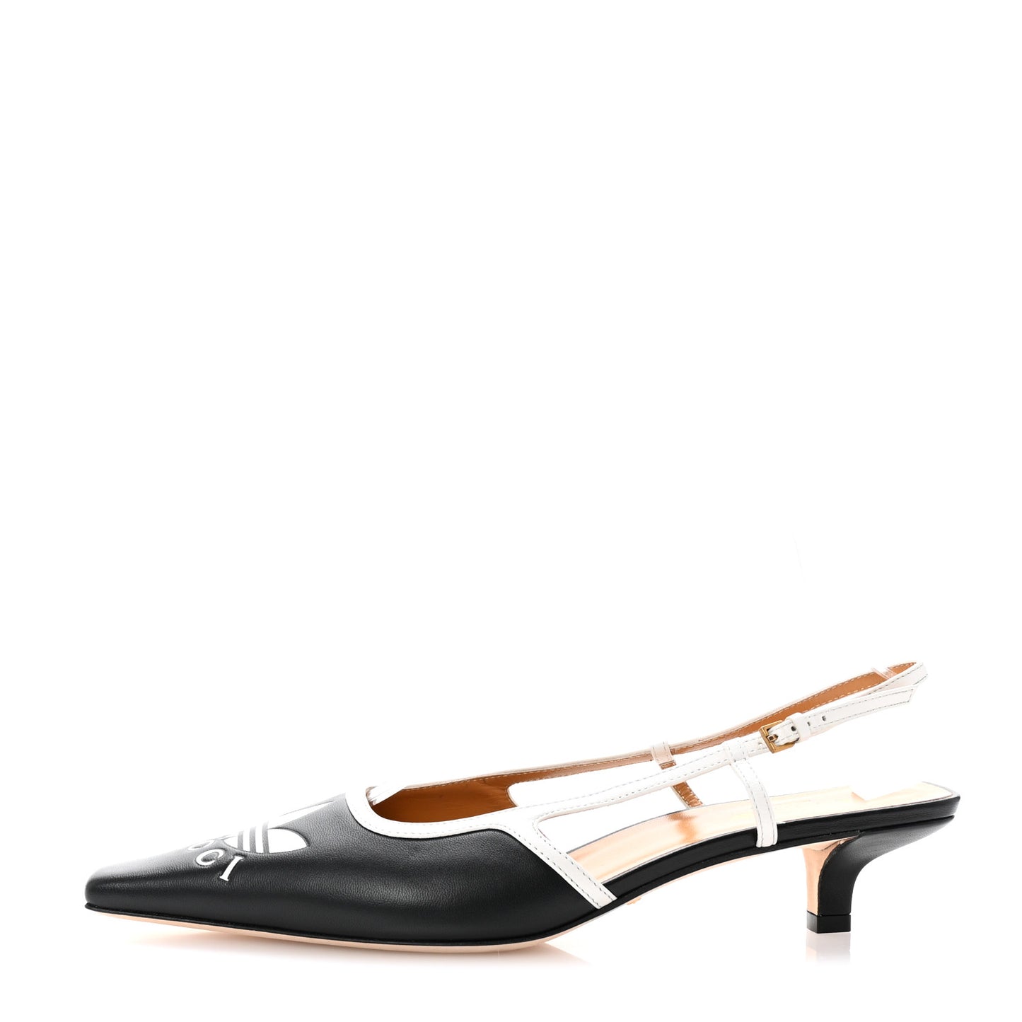 X ADIDAS Nappa Charlotte Suede Monogram Trefoil Slingback Pumps 40 Black White