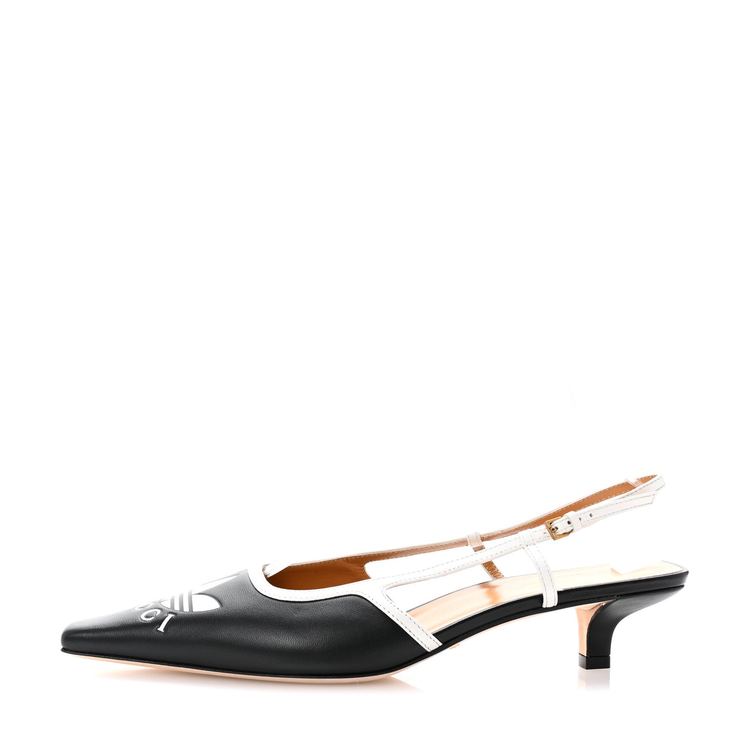 Gucci X ADIDAS Nappa Charlotte Suede Monogram Trefoil Slingback Pumps 40 Black White 1 of 9
