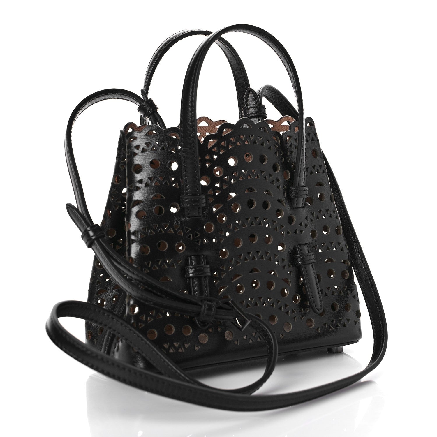 Alaia Calfskin Vienne Wave Mina 16 Bag Black 2 of 8