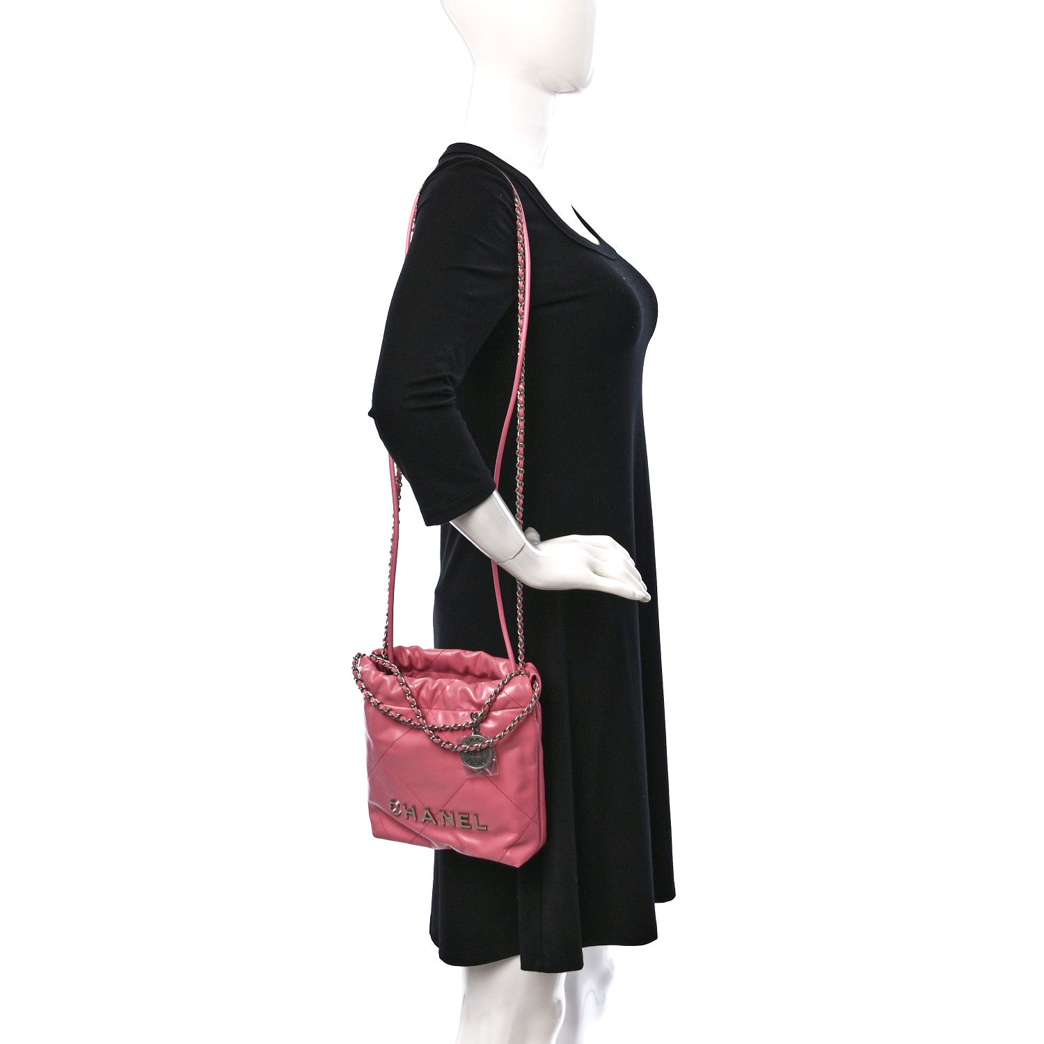 Chanel Shiny Calfskin Quilted Mini Chanel 22 Pink 2 of 10