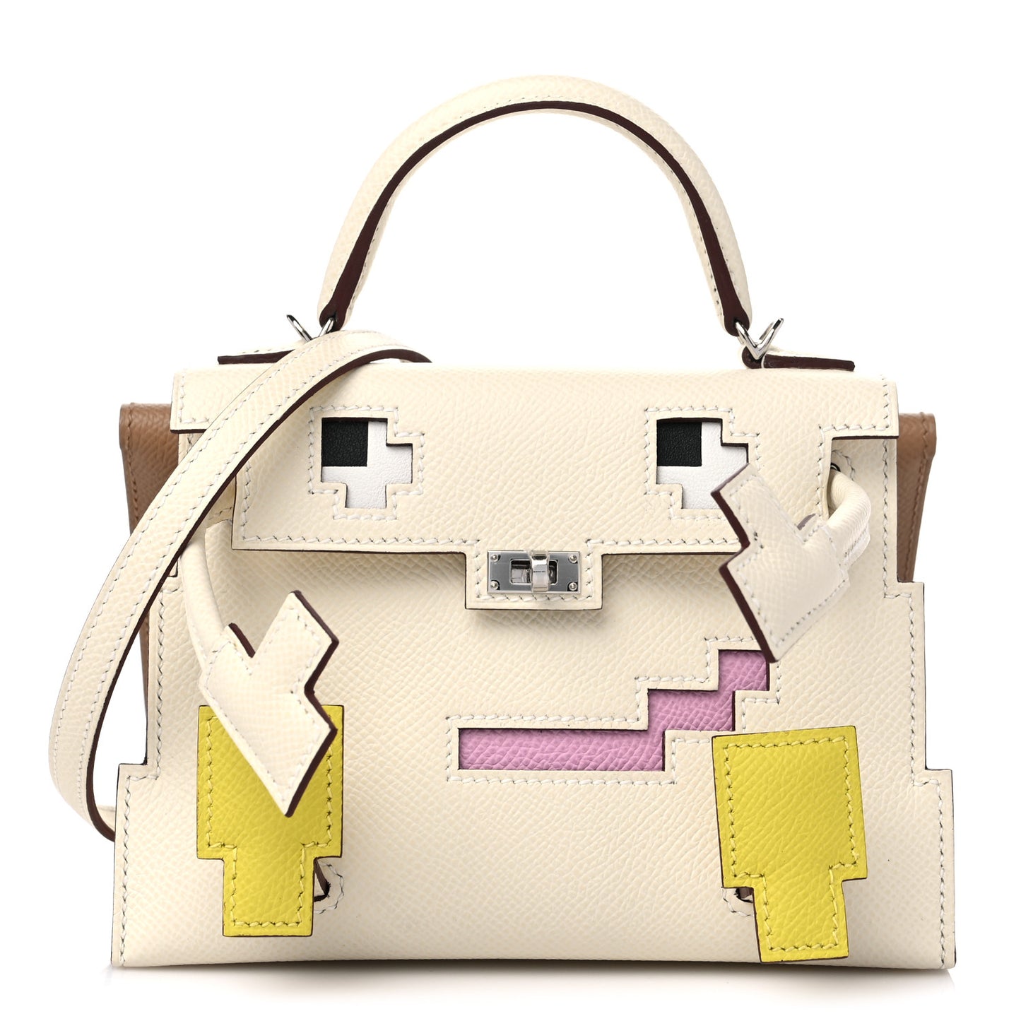 Epsom Quelle Idole Picto Kelly Doll Handbag Nata Mauve Sylvestre Lime Chai