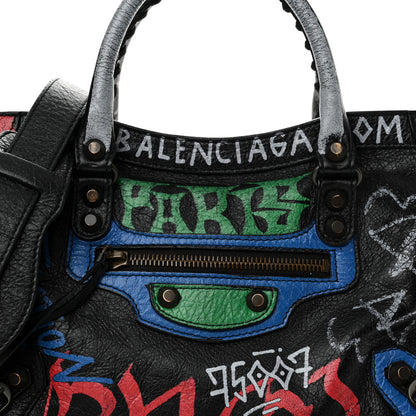 Balenciaga Agneau Graffiti All Over Classic Hardware S City Black Vert Rouge 8 of 11