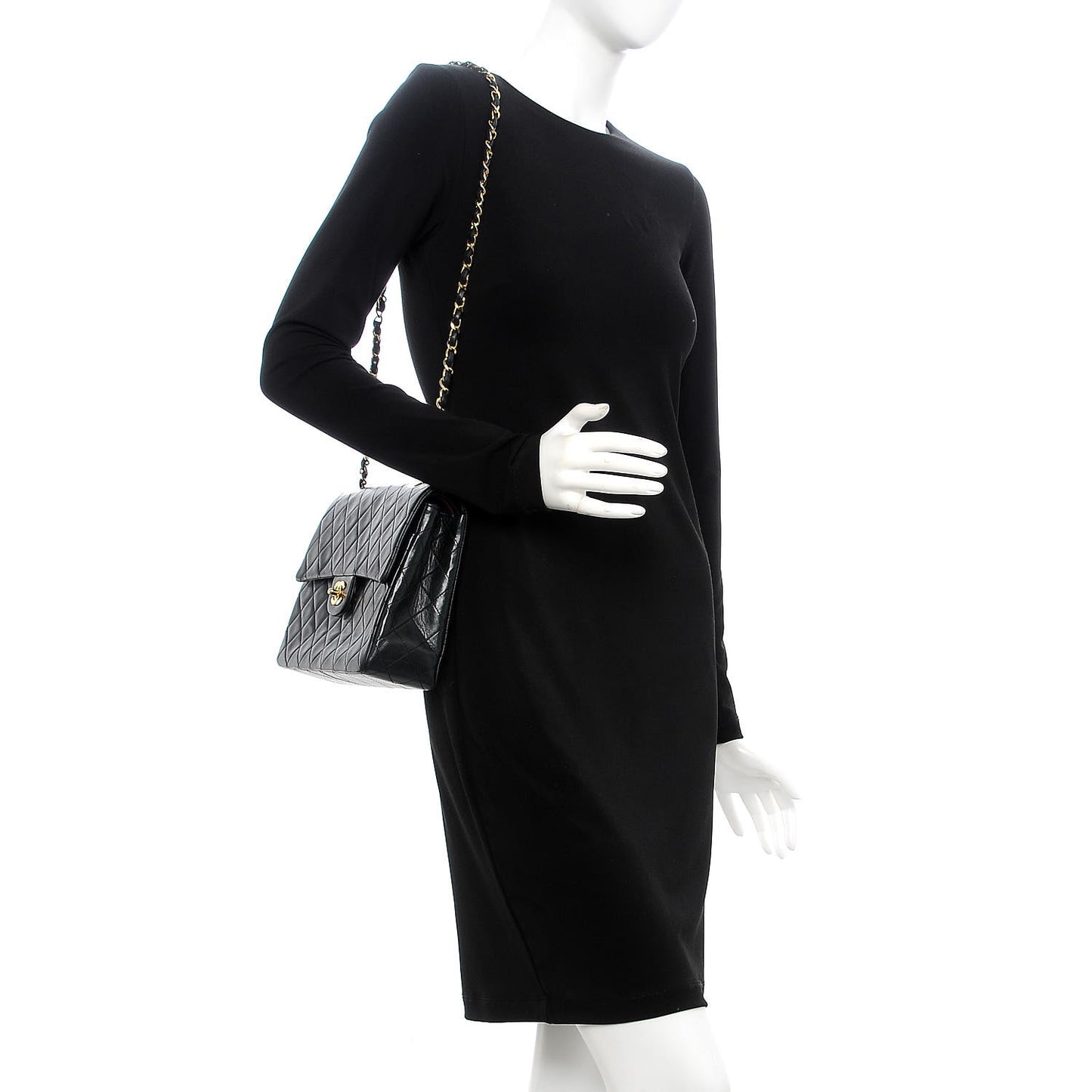 Lambskin Quilted Medium Double Flap Black