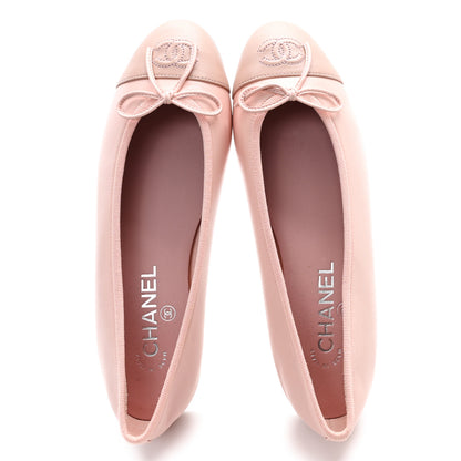 Chanel Lambskin Cap Toe CC Ballerina Flats 38 Light Pink Dark Pink 2 of 10