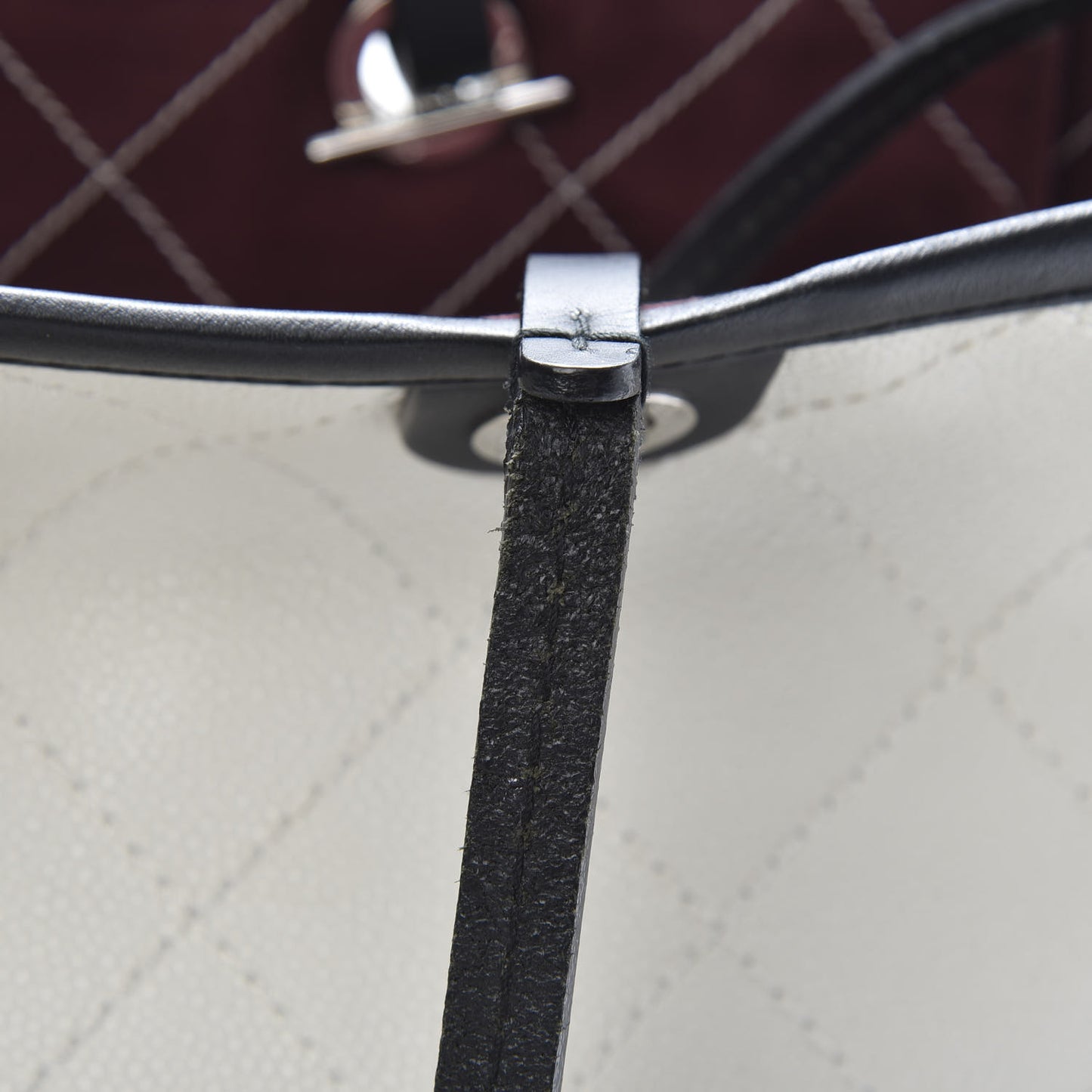 Grained Calfskin Shopping Fever Tote White