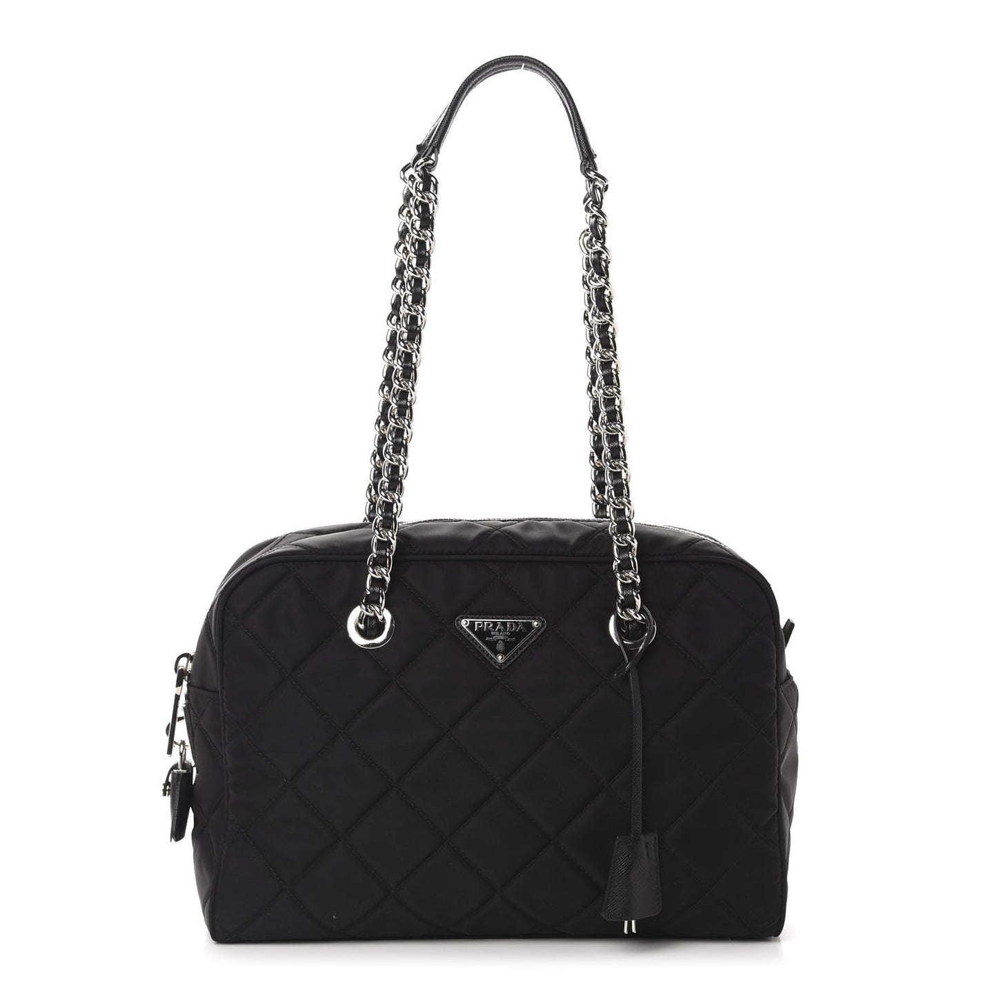 Nylon Tessuto Impuntu Quilted Shoulder Bag Black
