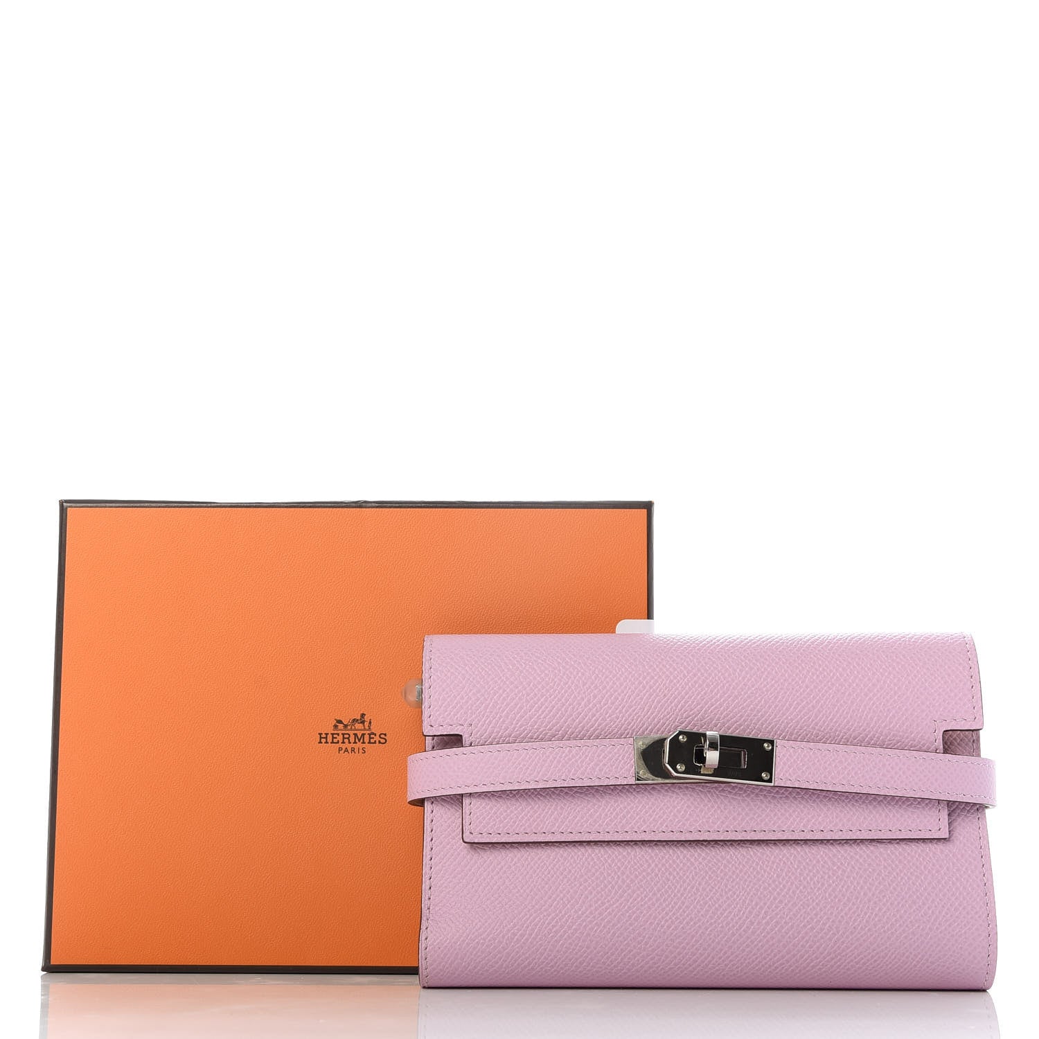 Hermes Epsom Medium Kelly Wallet Mauve Sylvestre Jaune de Naples 8 of 8