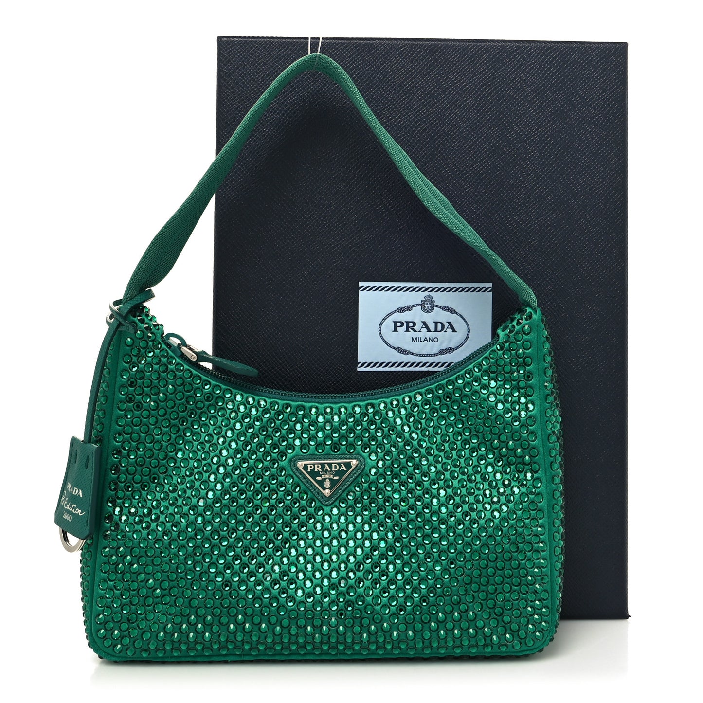 Satin Crystal Mini Re-Edition 2000 Bag Mango