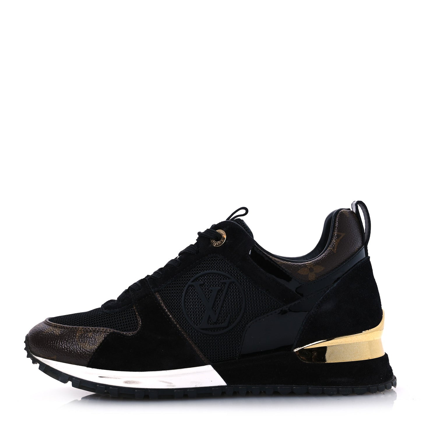 Suede Monogram Run Away Sneakers 36 Black