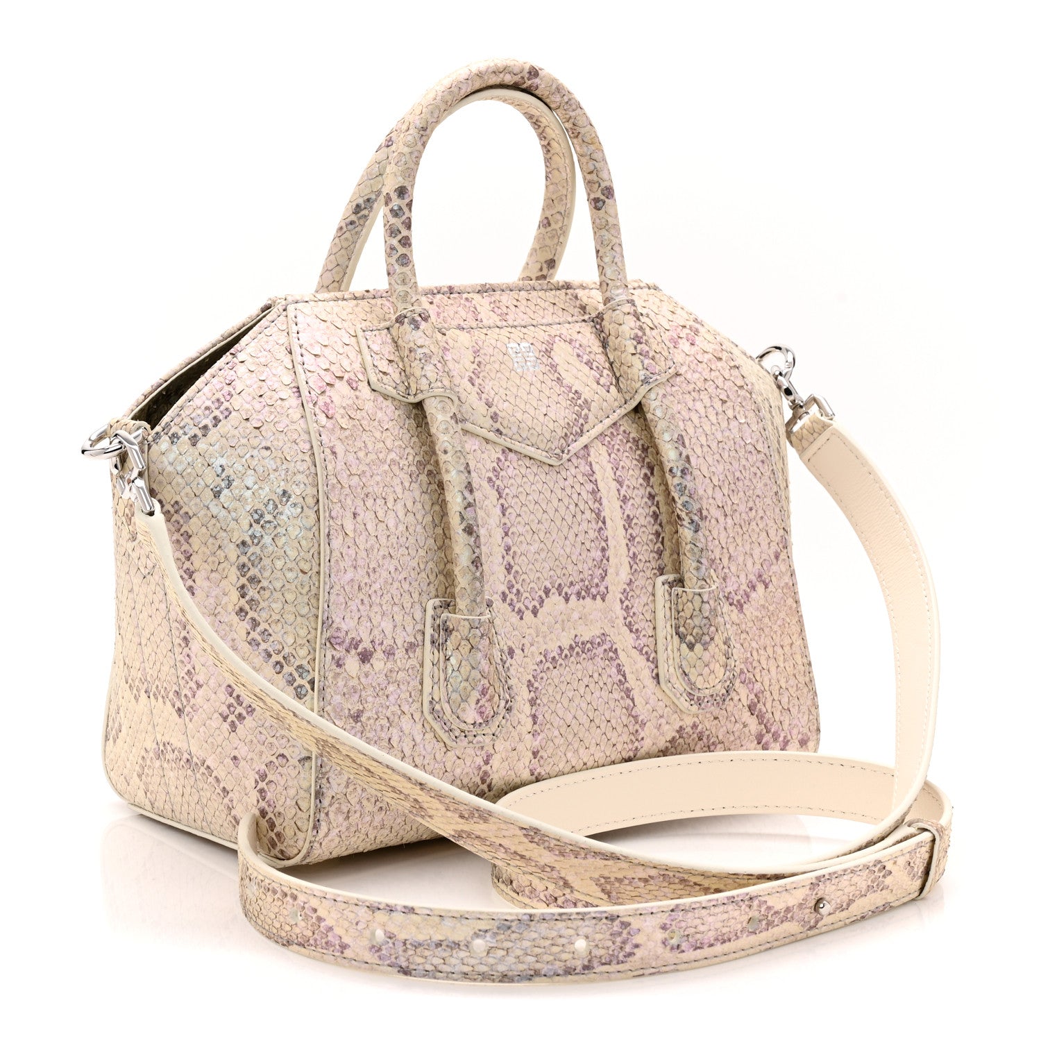 Givenchy Snakeskin Mini Lock Antigona Shoulder Bag Dusty Gold 3 of 9