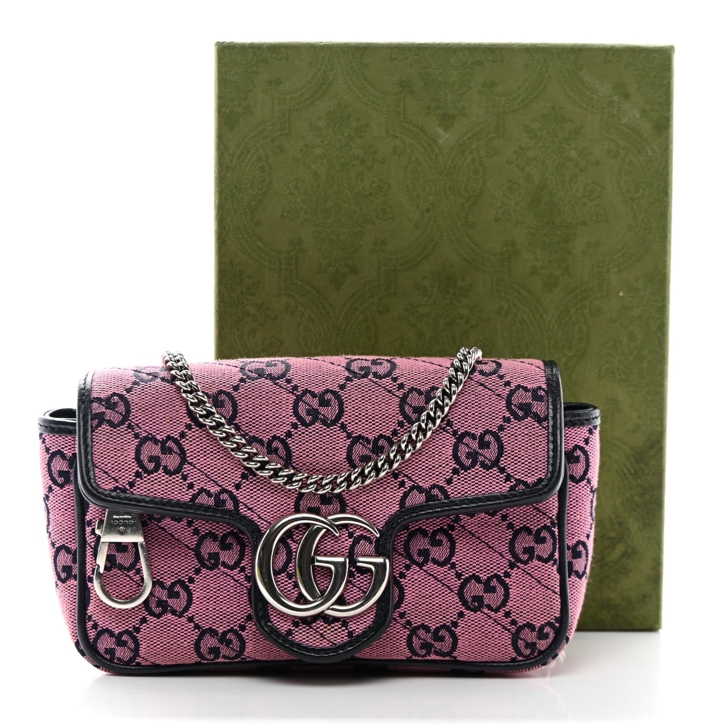 Monogram Multicolor Matelasse Diagonal Super Mini GG Marmont Shoulder Bag Pink Blue