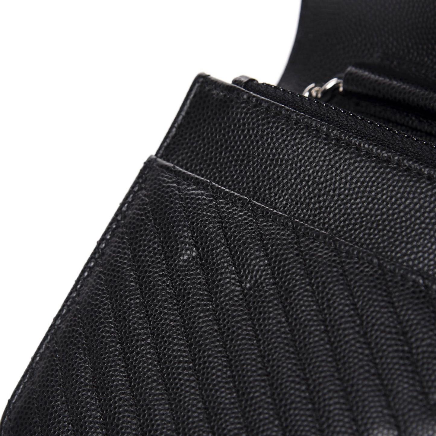 Caviar Chevron Quilted Wallet On Chain WOC Black
