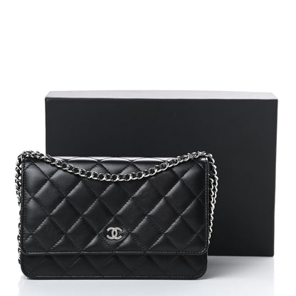 Chanel Lambskin Quilted Wallet On Chain WOC Black 16 of 16