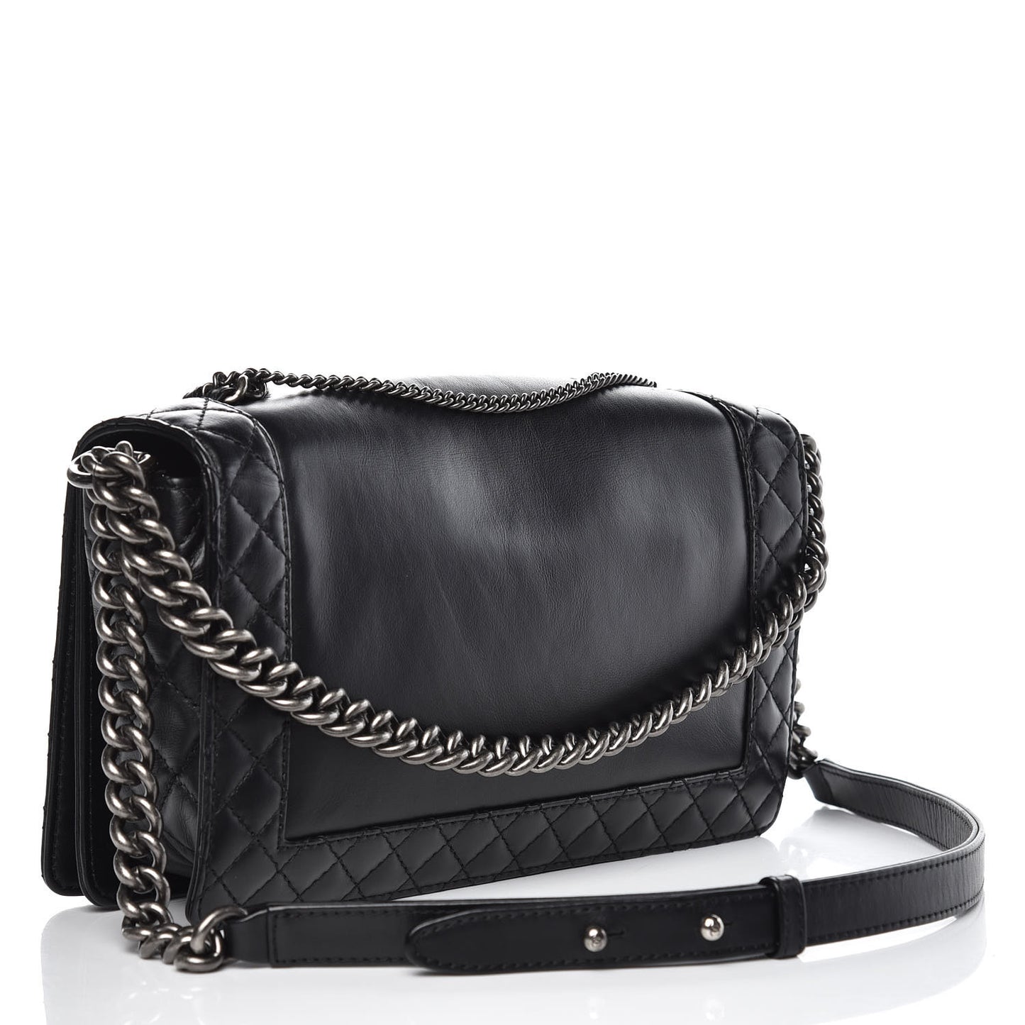 Calfskin Enchained Medium Boy Flap Black