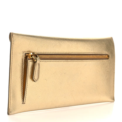 Prada Saffiano Metal Envelope Wallet Platino 3 of 10