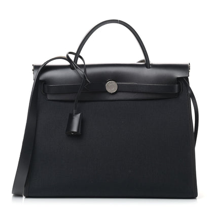 Hermes Military Toile Vache Hunter Herbag Zip PM 31 Black 3 of 13