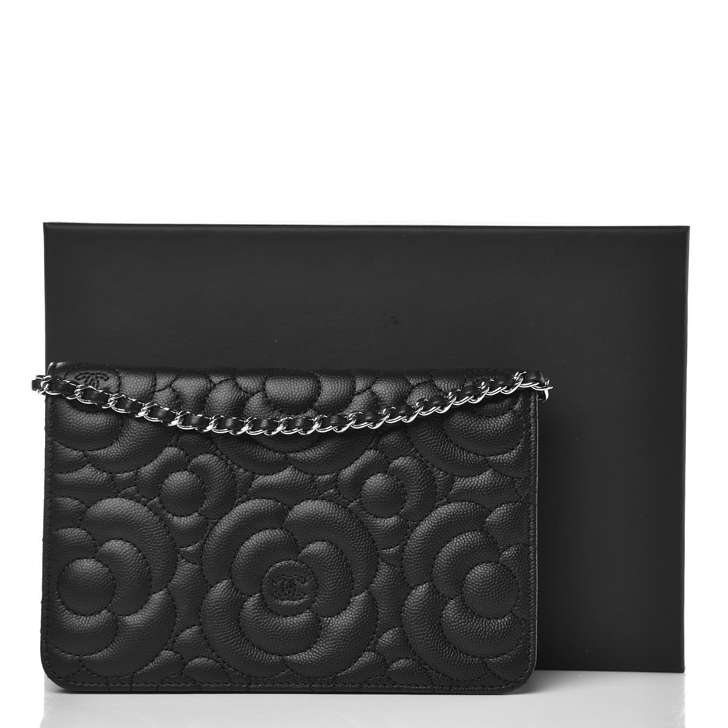 Chanel Caviar Camellia Quilted Wallet On Chain WOC Black 10 of 10