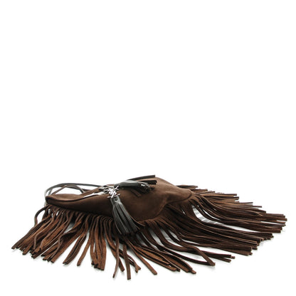 Saint Laurent Suede Fringe Flat Anita Crossbody Bag Coffy Marrone 4 of 7