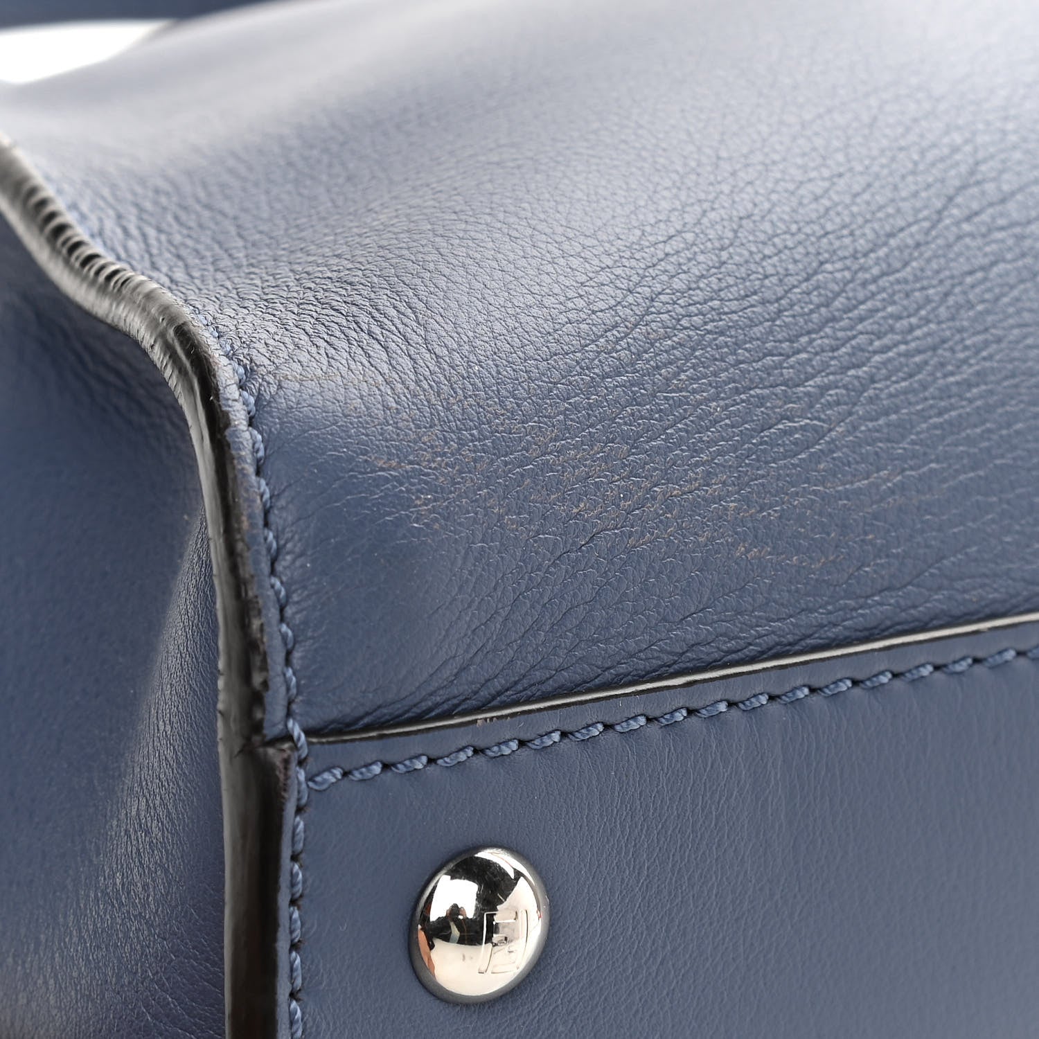 Fendi Calfskin Medium Peekaboo Iconic Satchel Blue 13 of 13