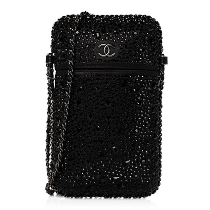 Chanel Satin Crystal Chain Around Phone Holder Black 1 of 11